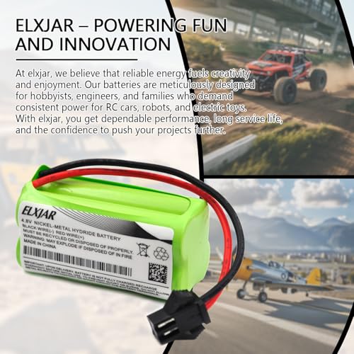 (4-Pack) 4.8V 800mAh Ni-MH Battery with SM 2P Plug for RC Toys | AAA rechargeable battery packs for compatible stunt RC cars, robots and hobby equipment; measures 44 x 20 x 20mm.