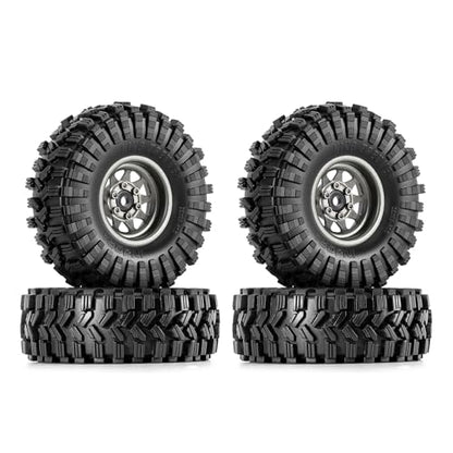 INJORA 1.0 Beadlock Wheel Tires Set -3.78mm Offset for 1/18 1/24 RC, Grey - color: Grey