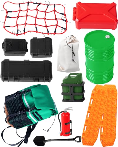 RC Upgrades Part 1/10 TRX4 TRX6 SCX10 Red cat,Luggage Net,Sleeping Bag,Luggage Bag,Luggage Case,Decorative Package,Fuel Tanks,Sand Ladder,Oil Drum,Toolbox,Style A - style: Style A-1set