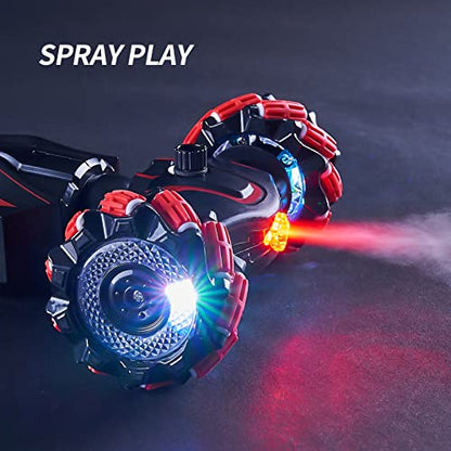 TADOZIC 4WD Remote Control Gesture Sensor Car,Hand Controlled RC Stunt Car,Double-Sided Vehicle 360° Rotation with Light and Music Spray, Watch Toy Cars for Boys & Girls Birthday - color: Red