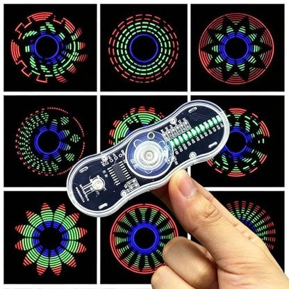ISolderStore Soldering Projects LED Rotating Gyroscope DIY Kit 2 Leaves Gyroscope SMD Soldering Practice Kit Electronics Kit for Students