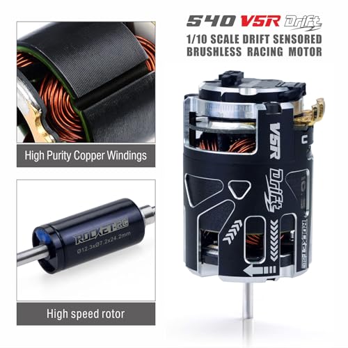 Surpass Hobby 540 V5R Drift Sensored Brushlesh Motor, 13.5T Brushless Motor for 1/10 RC Drift Car(13.5T) - style: Drift 13.5T