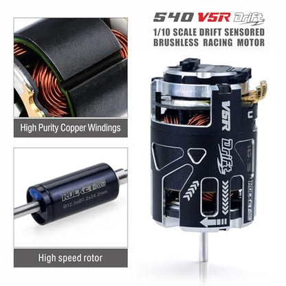 Surpass Hobby 8.5T Brushless Motor, 540 V5R Drift RC Car Motor with 3.175mm Shaft for 1/10 RC Racing Car (Sensored 8.5T) - style: Drift 8.5T