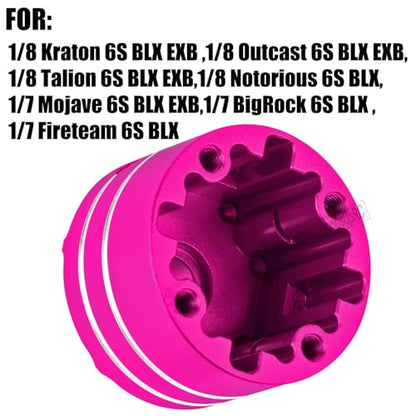 RC Upgrades Part for 1/8 Kraton/Outcast/Talion 6S BLX EXB,Notorious 6S BLX,1/7 Mojave 6S BLX EXB,BigRock/Fireteam 6S BLX,Aluminum Diff Case Differential Carrier,Replace #ARA310983 Pink - color: Pink(for 1/7 1/8)