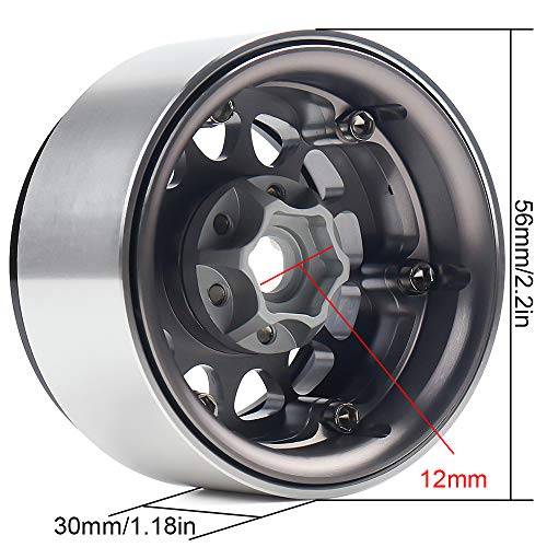 INJORA 1.9 Aluminum Beadlock Wheel Rim for 1:10 RC Crawler (Black&Gray) - color: Black&Gray