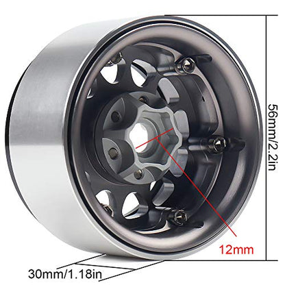 INJORA 1.9 Aluminum Beadlock Wheel Rim for 1:10 RC Crawler (Black&Gray) - color: Black&Gray