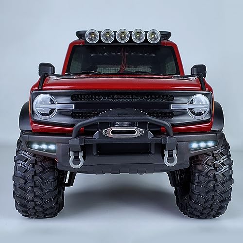 MORLORDY RC Front Bumper White LED Side Lights Headlight for 1/10 Scale RC Crawler Car TRX4 2021 Bronco Upgrades
