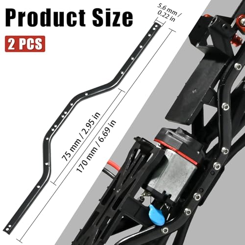 SCX24 Chassis Frame Rails for Axial SCX24 Gladiator C10 Wrangler Jeep Lexus GX470 Toyota AXI00005 1/24 RC Crawler Upgrades (Metal), Improve Stability & Performance, Easy Install