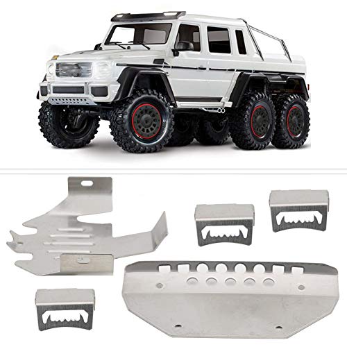 Tbest RC Accessory, 5Pcs Stainless Steel 6-Wheels Remoted Control Crawler Car Chassis Armors Skid Plate RC Vehicle Model Car Replacement Accessory Fit for -6 G63 Skid Plate