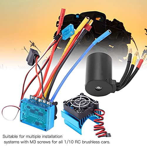 3650 2300KV Brushless Motor and 60A ESC Combo with Heat Sink, fit for /10 RC Cars, High Performance Sensorless Speed Controller Set Truck