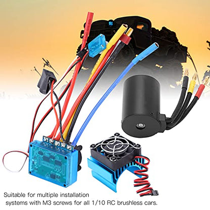 3650 2300KV Brushless Motor and 60A ESC Combo with Heat Sink, fit for /10 RC Cars, High Performance Sensorless Speed Controller Set Truck
