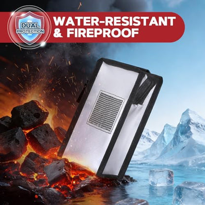 Fire Retardant Lithium Battery Bag Fire Proof with Fire Prevention Stickers, Lipo Battery Bag Safe Charging & Storage, MNNEWMAT Explosion Resistant Lipo Bag, Fireproof Lithium Battery Storage Box