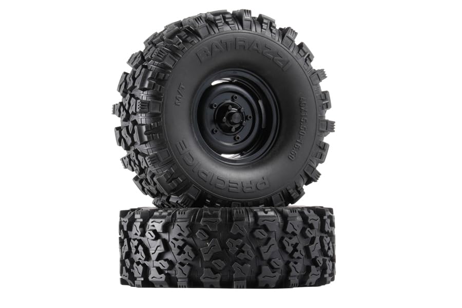 RC Crawlers Truck Upgrade Parts for 1/10 Scale &FMS FCX10: 1.9” Aluminum Beadlock 4-Slot Road Wheels with Brass Weights (2pcs) Black - color: Black