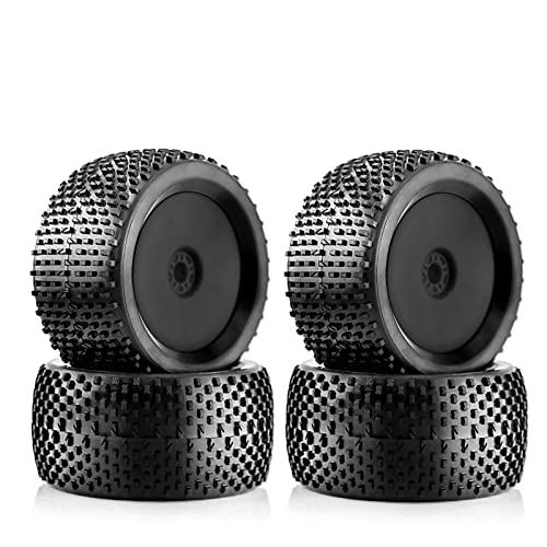 1/8 RC Off Road Racing Truck Tires And Wheels 17mm Hex Rubber Buggy Tyres OD 140mm For 1:8 Scale Monster Truck Car Arrma Typhon 6S Talion 4WD HPI HSP BAZOOKA CAMPER Kyosho TRAXXAS 4PCS (Black) - color: Black