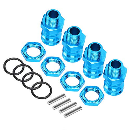 Wheel Hex Hub Adapter Extension Conversion 4pcs Aluminum Alloy 17mm Hex 23mm Wheel Extension Adapter for 1 8 RC Car Model (Blue)