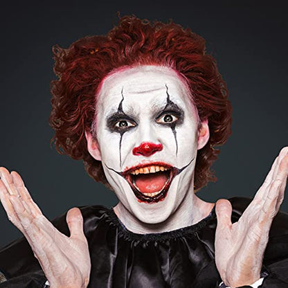 BOBISUKA Black + White + Red Oil Face Body Paint Set, Large Capacity Professional Paint Palette Kit with Brushes for Art Theater Halloween Party Cosplay Clown Sfx Makeup for Adults - color: Black & White & Red Paint + Brushes