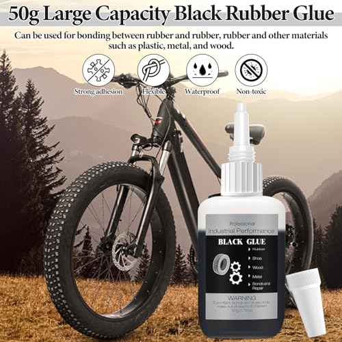 50g Black Glue for Rubber Adhesive - Instant Super Glue All-Purpose Bonding for Tire, DIY Crafts, Edge, Tube Shoes, Metal and Other Materials - style: 50g Black Glue