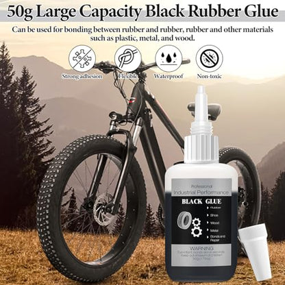 50g Black Glue for Rubber Adhesive - Instant Super Glue All-Purpose Bonding for Tire, DIY Crafts, Edge, Tube Shoes, Metal and Other Materials - style: 50g Black Glue