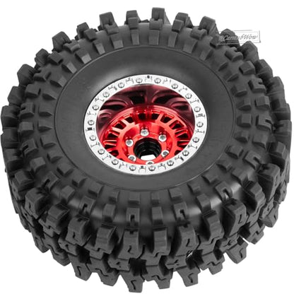 1.9" Beadlock rc Wheels and Tires for 1/10 RC Crawler TRX4 TRX6 SCX10 90046 AXI03007 VS4-10 Gen8 MST CFX D90,Aluminium 1.9 Beadlock Wheel 1.9 RC Tire,4pcs,Red - color: Red(4pcs)