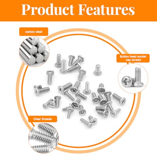 500Pcs 304 Stainless Steel Metric Micro Screws Nuts Assortment, M1.2x3/4/5/6/8mm Sizes, Phillips Pan Head, Fully Threaded Kit for Arduino, RC Models, Electronics, DIY Projects - size: M1.2x3/4/5/6/8-500Pcs