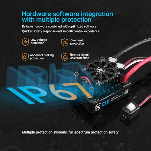 XC C10 Sensorless Brushless ESC for 1/10 RC Car,2-4S 120A | Bluetooth APP Programming,6.0V/7.4V/8.4V BEC,IP67,Multiple protection - style: XT 60
