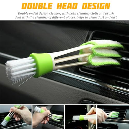11PCS Car Detailing Brush Set, Soft Boar Hair and Steel Wire & Air Vent Dust Brush, Multipurpose Auto Detailing Cleaning Kit for Vent Leather Seat Wheel, Universal for Vehicles