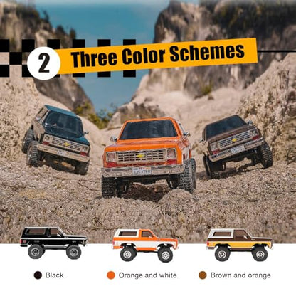 FMS FCX24S 1/24 RC Crawler Chevy K5 S Blazer Officially Licensed, Mini RC Car Pick Up Truck and SUV 2 in 1, 4WD 2 Speeds Switch,Off-Road 4x4 RC Model with LED Lights for Adults and Beginner(Brown) - color: Brown