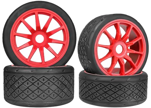 1/7 1/8 On Road Tire Set On Road Tire Tyre 17mm Wheel Rims for Arrma 1/7 Infraction Felony FS Racing Model GT RC Car Upgrade On Road Tyre 4Pcs One Set - color: L-red, size: 2Pcs Big 2Pcs Small