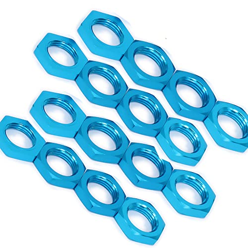 Aluminum 17mm Wheel Nut Thread 1.0mm for 1/7 1/8 RC Model Car ARRMA 6s HSP Redcat Himoto Monster Trucks Off Road Buggy Upgraded Parts 16 pcs/Set (Blue) - color: Blue