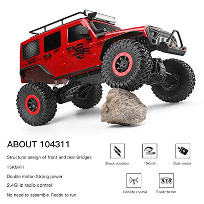 GoolRC WLtoys 104311 RC Car, 1/10 Scale 4WD 2.4Ghz Remote Control Car, Brushed Motor Off-Road Crawler Car RTR for and Adults