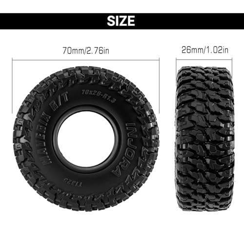 INJORA 1.3" MAVERIX R/T Tires 70 * 26mm for T1/18 1/24 RC Crawlers (T1325)