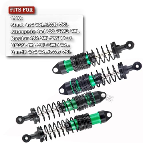 Full Aluminum Big Bore RC Shocks Absorber Damper Upgrades Part for 1/10 Slash/Stampede/Rustler/Bandit VXL 4X4 2WD,Front Rear Assembled Full Metal Shocks,4PCS Green - color: Green/4pcs