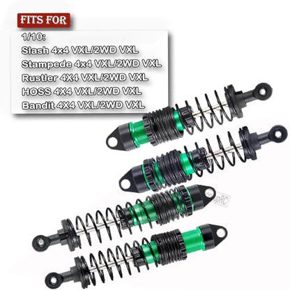 Full Aluminum Big Bore RC Shocks Absorber Damper Upgrades Part for 1/10 Slash/Stampede/Rustler/Bandit VXL 4X4 2WD,Front Rear Assembled Full Metal Shocks,4PCS Green - color: Green/4pcs
