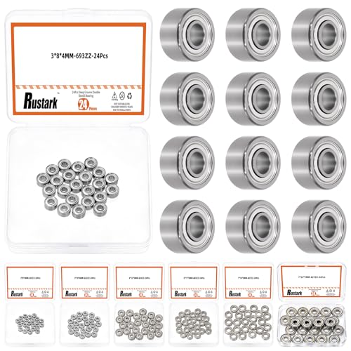 24Pcs 693ZZ Bearing Steel Ball Bearing Deep Groove Ball Bearing Double Shielded Bearings Small Bearings for Furniture Wheels Skateboards Scooters - size: 693ZZ/0.12x0.31x0.16inch, style: bearing steel