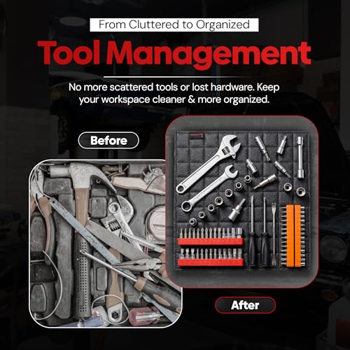 Magnetic Tool Pad for Organization - Flexible Mat for Nuts Bolts, Screws, Sockets, Wrenches, Mechanical Tools | For Service Trucks & Truck Box (8"x8") - size: 8"x8"