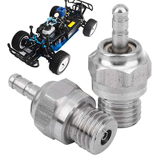 2Pcs Hot Glow Plug, Silver N4 Spark Nitro Engine Parts Replace N4 Spark Medium Hot Nitro Engine Parts for Redcat HPI HSP Oil Powered Model Car RC Accessories with 2 Gasket
