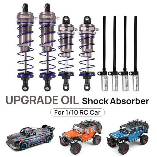 105mm Aluminum Threaded RC Car Shocks Set for 1/10 Crawler (Titanium) | 4PCS Front & Rear Shocks 105x93mm Adjustable Threaded RC Shock for Axial SCX10 90046, AXI231017,TRX-4,D90 1/10 RC Crawlers - color: Titanium