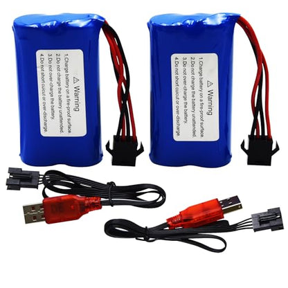 Blomiky 2 Pack 7.4V 1200mAh Li-ion with SM-4P Plug Rechargeable Battery Suitable for Some King RC Crawler Trucks / 2837