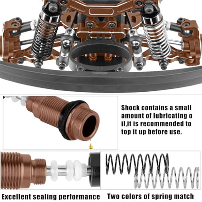Upgrade Parts for 1/16 Mojave GROM 223S DSC 4X4 RTR,RC Shock& Arms&Drive Shaft CVD&Steering Knuckle Kit&Shock Tower&Adjustable Links&Steering Block&RC Gearbox&Sway Bar Kit,Bronze - color: Bronze(for 1/16)