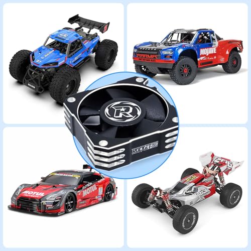Surpass Hobby 35mm Cooling Fan 21000RPM 8.4V Aluminum RC Motor ESC Fan for 1/8 1/10 Scale RC Car 3650,3660,3670 Brushless Motor (Black+Silver) - style: Silver