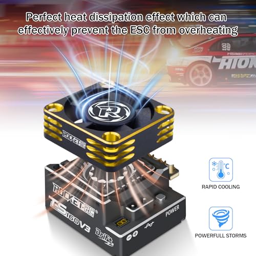 2Pack RC Cooling Fan 30mm 28000RPM 8.4V Aluminum ESC Heatsink for RC Car 1/8 1/10 1/12 Scale 540 550 Brushless Motor (Black Gold) - style: 2pack 30mm Black Gold
