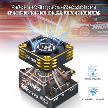 RC Cooling Fan 30mm 28000RPM 8.4V Aluminum ESC Heatsink for RC Car 1/8 1/10 1/12 Scale 540 550 Brushless Motor (Black Gold) - style: 30mm Black Gold
