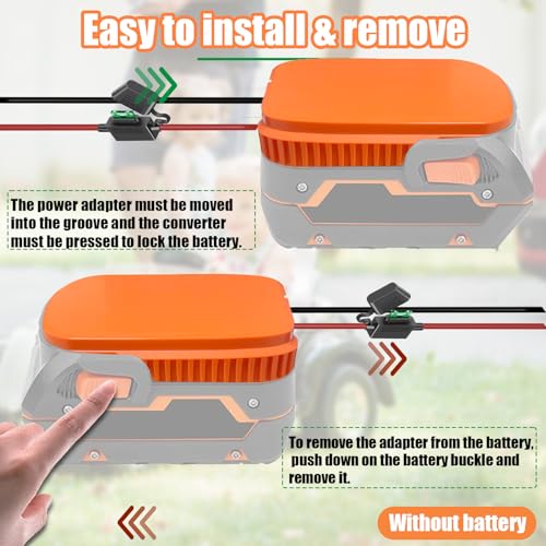 【2 Packs】 Power Wheel Adapter for AEG RIDGID 18V MAX Lithium Battery Adapter Power Wheels Battery Converter Kit with Fuses & Wire Terminals, 12AWG Wire, Power Connector for DIY Rc Car Toys - style: for AEG RIDGID Battery