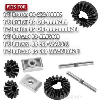 Front Rear Diff Internal Gear Set & Diff Inserts Upgrades Part for 1/5 Kraton 8s BLX/Outcast 8s BLX(EXB),RC Steel Metal Differential Internal Gear Set/Diff Inserts,#ARA310914+ARA310916