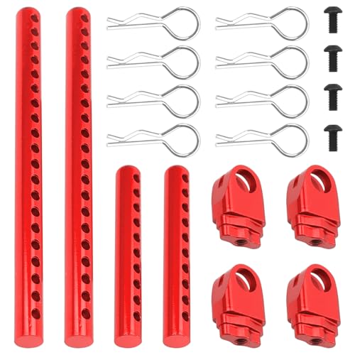 ShareGoo Metal RC Body Post Mounts Front Rear Body Holder Kit Compatible with Tamiya TT02 TT-02 1/10 RC Upgrade Parts (Red) - color: Red