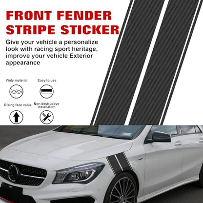 x xotic tech Fender Stripes Hash Marks KK Vinyl Decal Universal for Car Truck Sticker Racing Stripe 11"x23" (Carbon Fiber Pattern) - color: Carbon Fiber Pattern