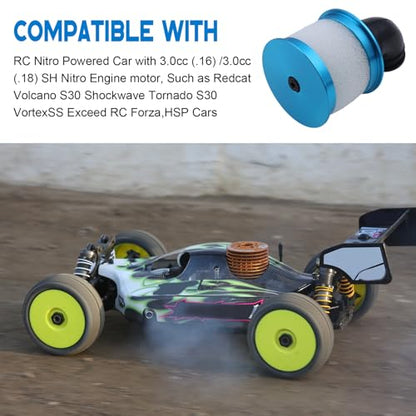 HobbyPark RC Air Filter Aluminum Capped w/Element Sponge 04104 Nitro Engine Parts for 1:10 Monster Truck Off Road Buggy Redcat HSP Exceed (Blue)