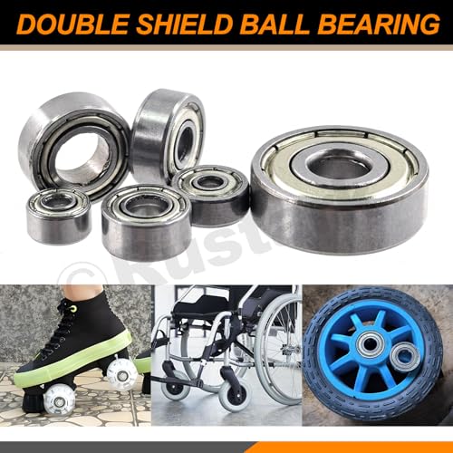 60Pcs 6 Sizes Carbon Steel Ball Bearing Deep Groove Ball Bearing Double Shielded Bearings Deep Groove Bearings for Furniture Wheels Skateboards Scooters