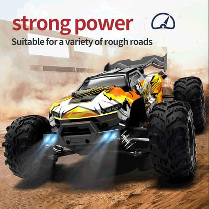 43mph+ Brushless Fast RC Cars for Adults, 1:16 4WD RC Truck with Light, High Speed, Fast RC Car Off-Road Waterproof Truck, 3 Batteries (Yellow) - color: 16102pro,3 Batteries(yellow)
