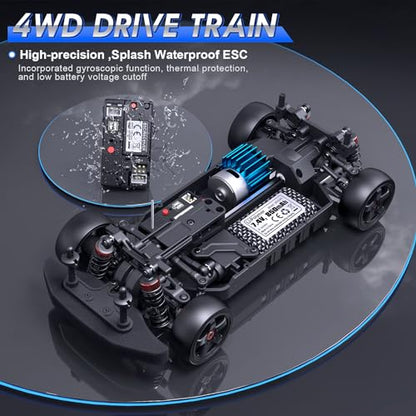HAIBOXING 2197, RC Drift Cars, 1/18 Scale, High Speed Performance with Gyro | 2.4GHz Remote Control Cars, 28 KM/H RTR for Kids and Adults, Electric Powered 4WD RC Rally Car with 2 Rechargeable Batteries. - color: 2197 Blue
